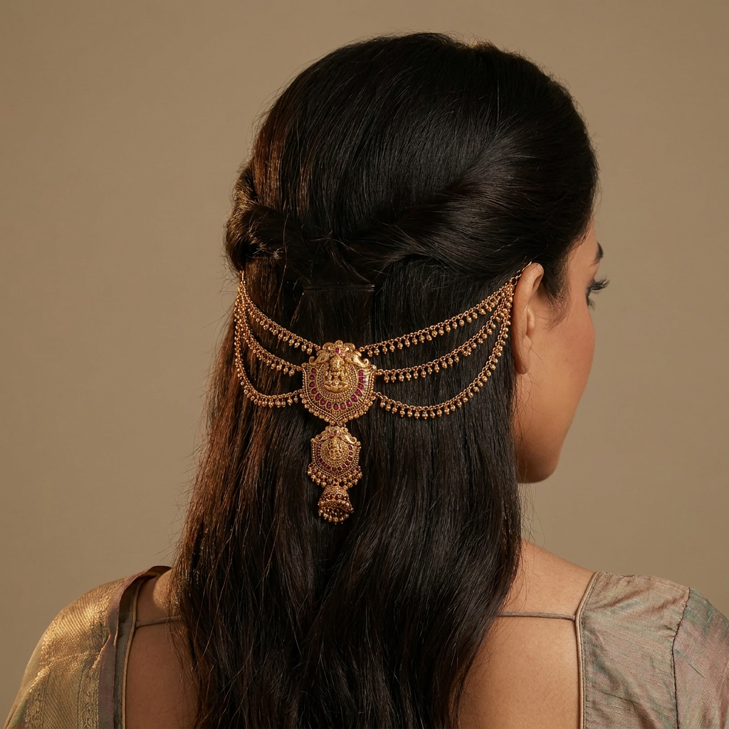 Premium Lakshmi Jade Bille Mati with Structured Draped Styling
