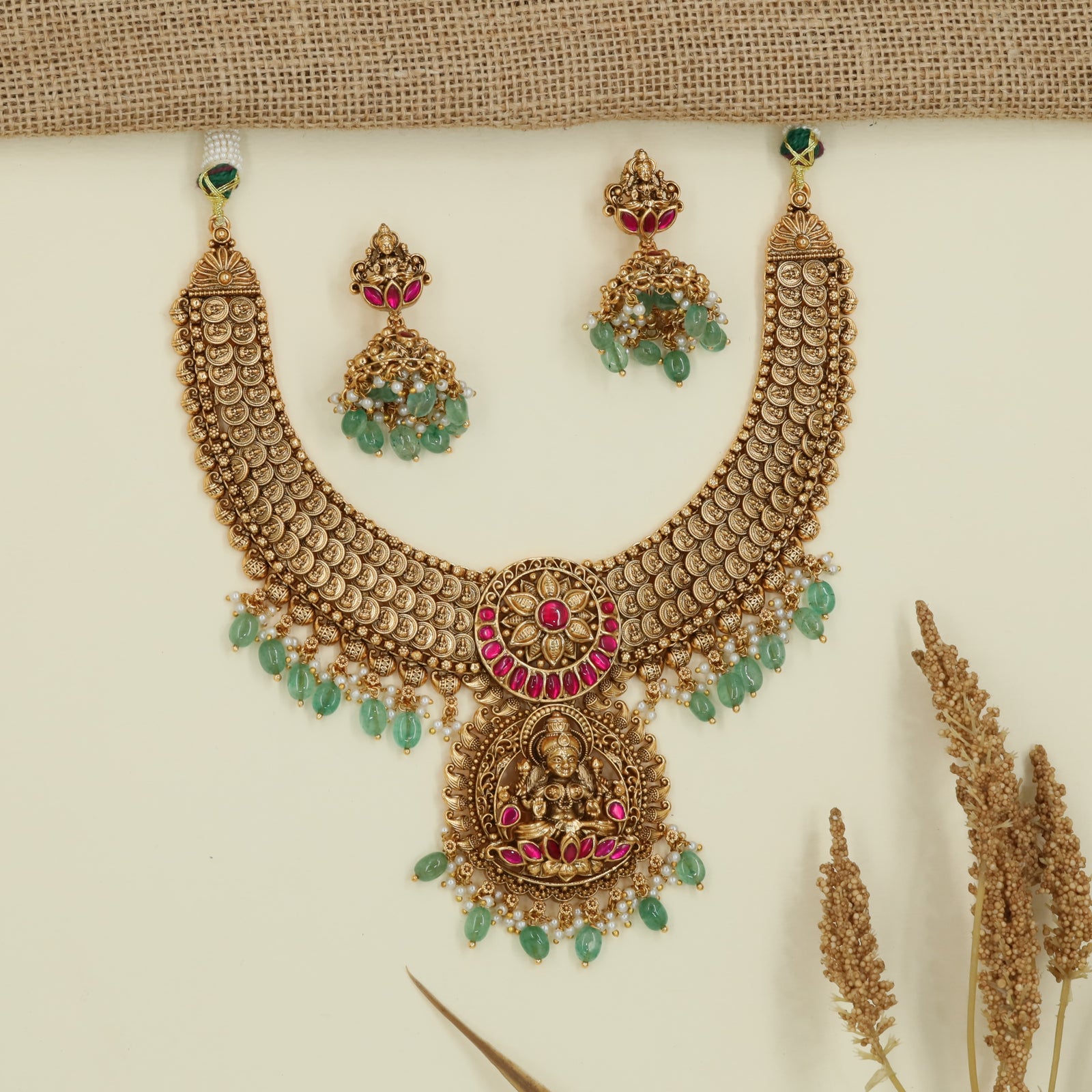 Flourish Lakshmi Necklace with Ornamental Fringe Styling