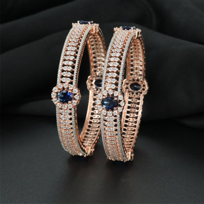 Gallery Style Rose Gold Bangles with Detailed Open Section Design
