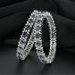 Floral Cluster Rhodium Bangles with Decorative Centre Arrangement