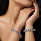 Floral Cluster Rhodium Bangles with Decorative Centre Arrangement