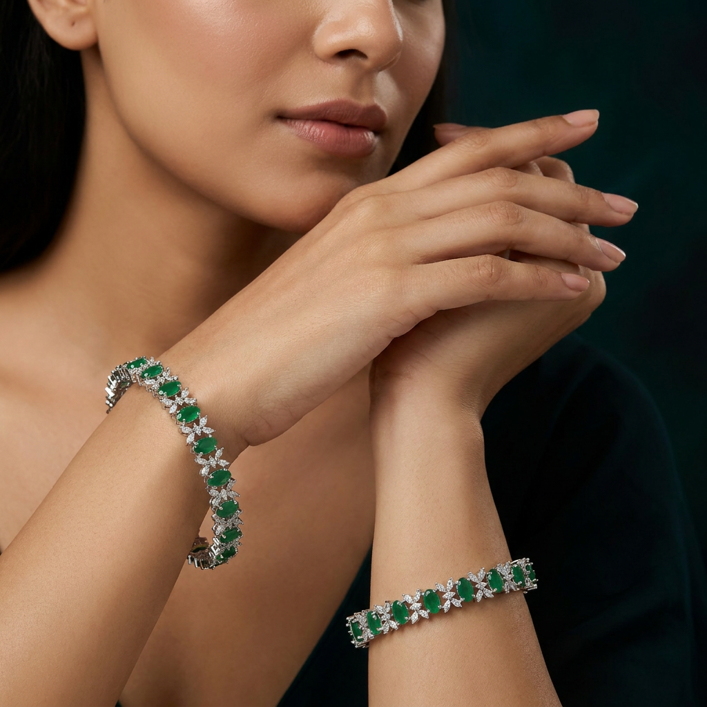 Decorative Trellis Rhodium Bangles with Textured Open Frame Design