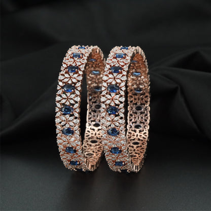 Lustre Bloom Rose Gold Bangles with Intricate Floral Framework