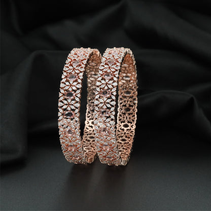 Prime Lacework Rose Gold Bangles with Balanced Structural Layout