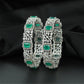 Petal Matrix Rhodium Bangles with Detailed Centre Arrangement