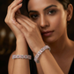 Highlight Border Rhodium Bangles with Dimensional Surface Pattern