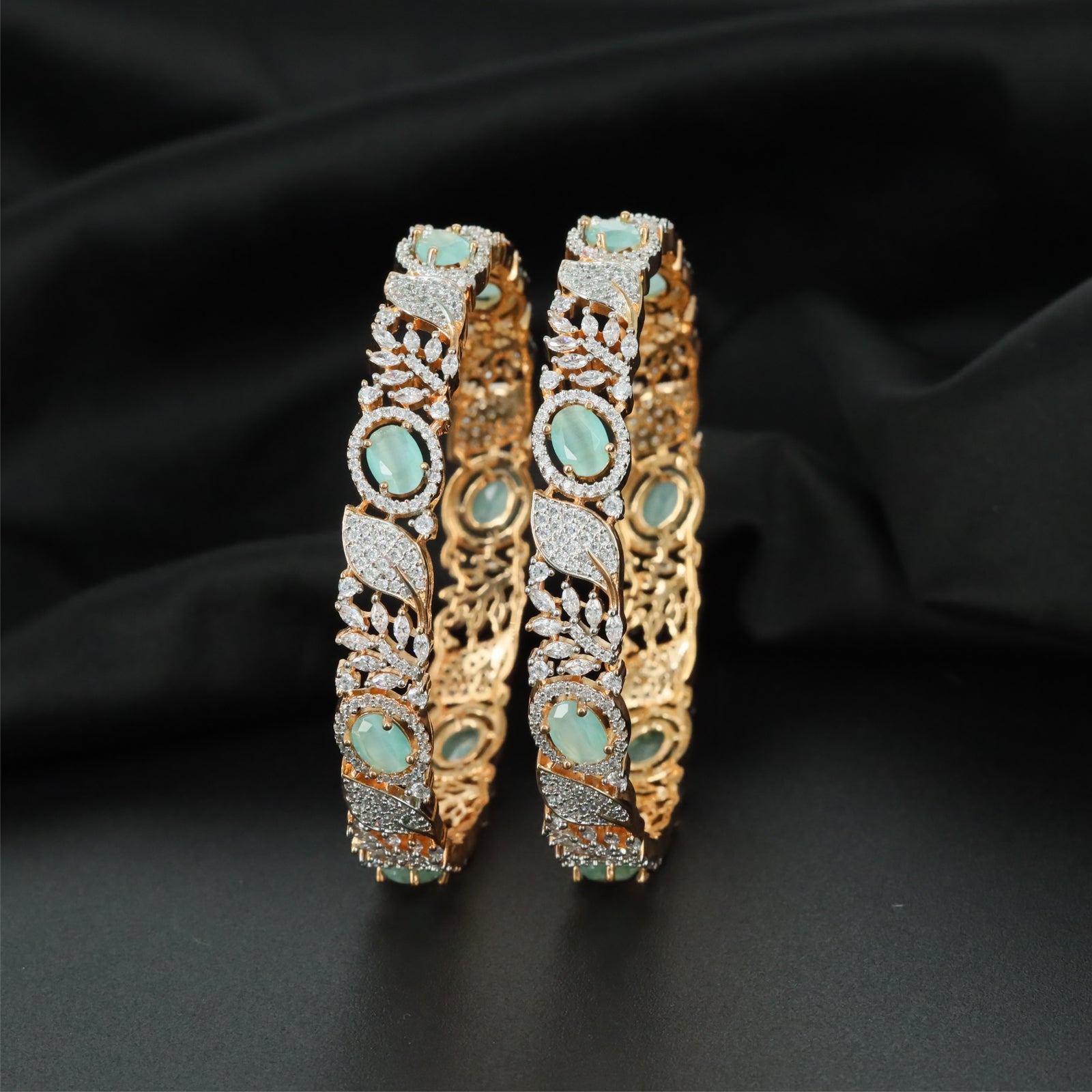 Botanical Harmony Gj Bangles with Repeating Floral Sections
