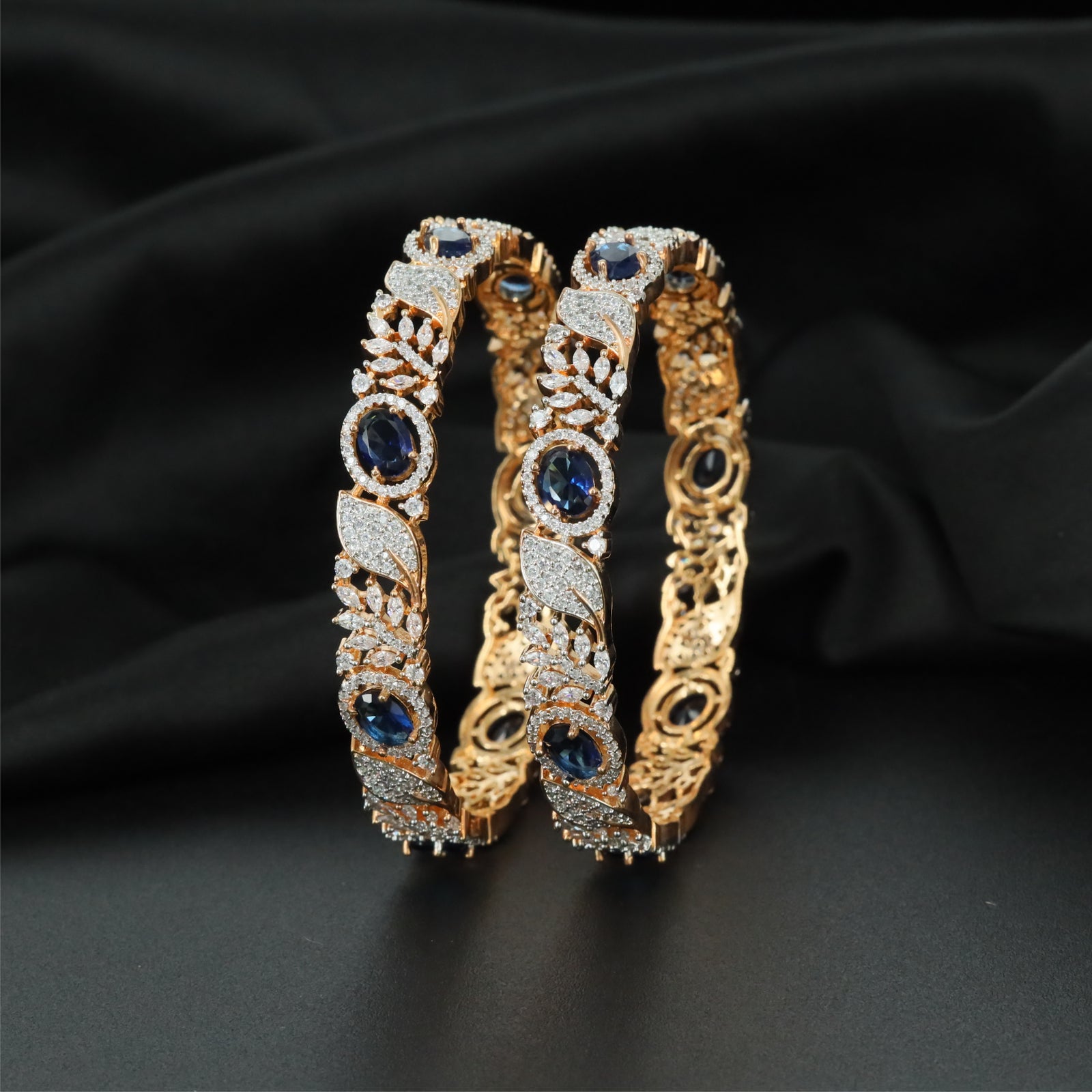 Garden Oval Gj Bangles with Ornamental Framework Detailing
