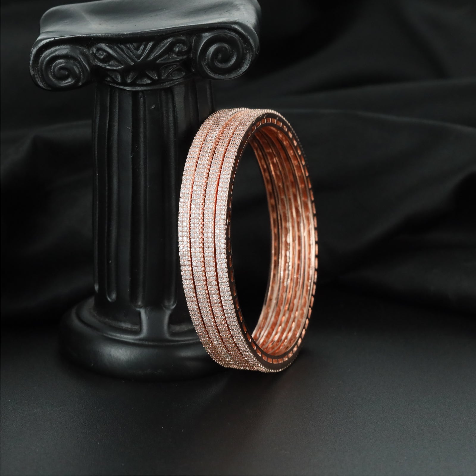 Premier Parallel Row Rose Gold Bangles with Detailed Edge Design