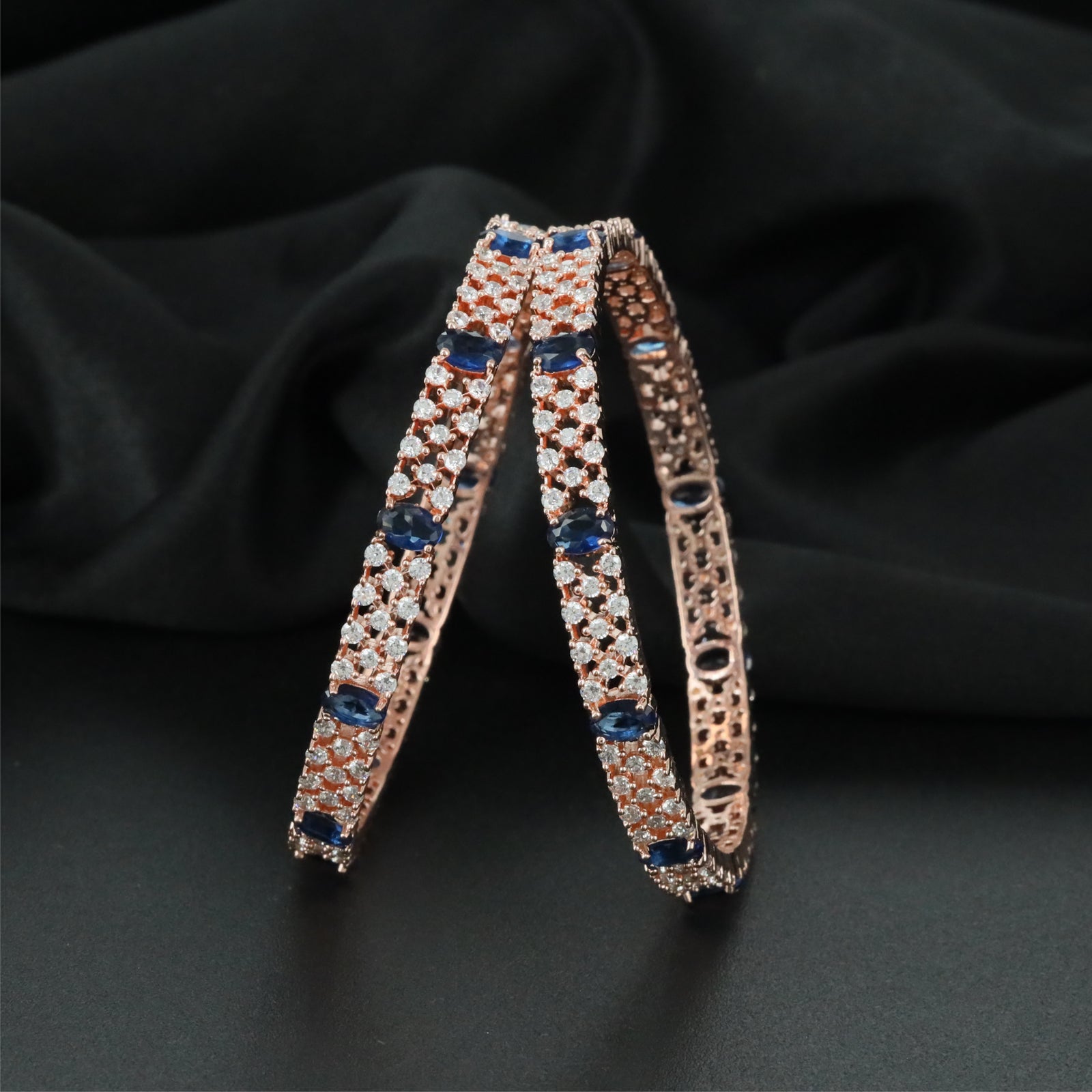 Multi Section Rose Gold Bangles with Symmetrical Pattern Arrangement