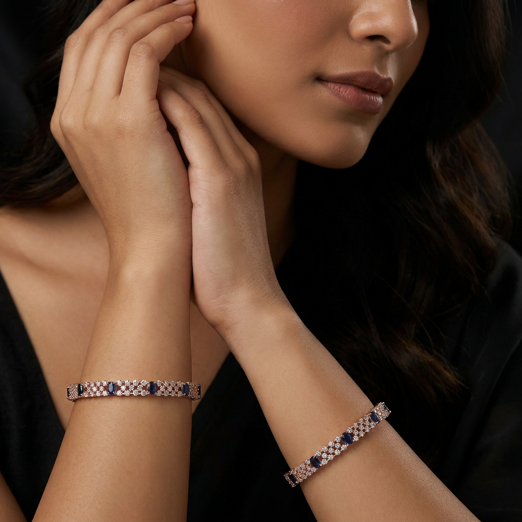 Multi Section Rose Gold Bangles with Symmetrical Pattern Arrangement