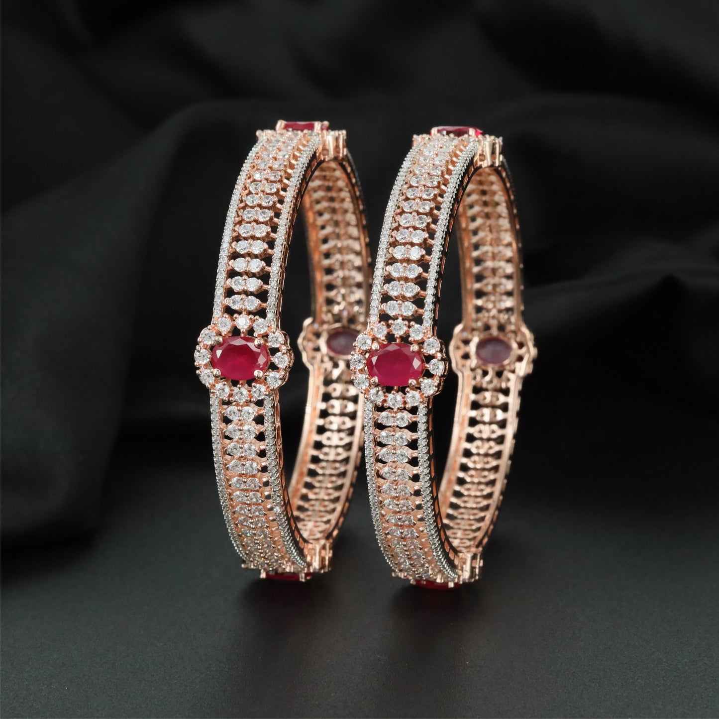 Spark Rose Gold Bangles with Structured Linear Styling