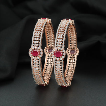 Spark Rose Gold Bangles with Structured Linear Styling