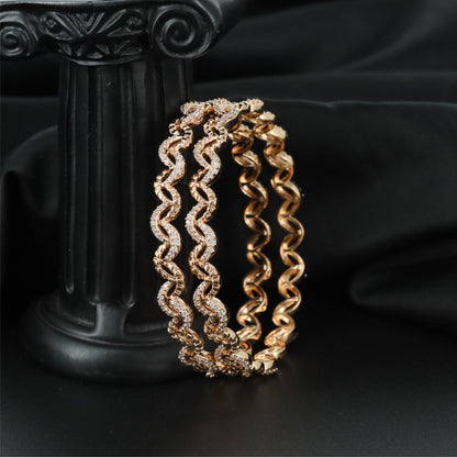 Crossover Link Gj Bangles with Detailed Surface Pattern