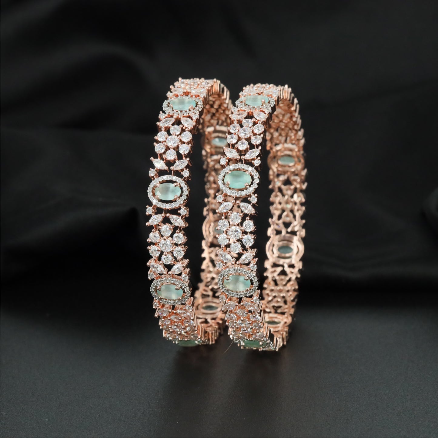 Radiance Floral Rose Gold Bangles with Detailed Openwork Framework
