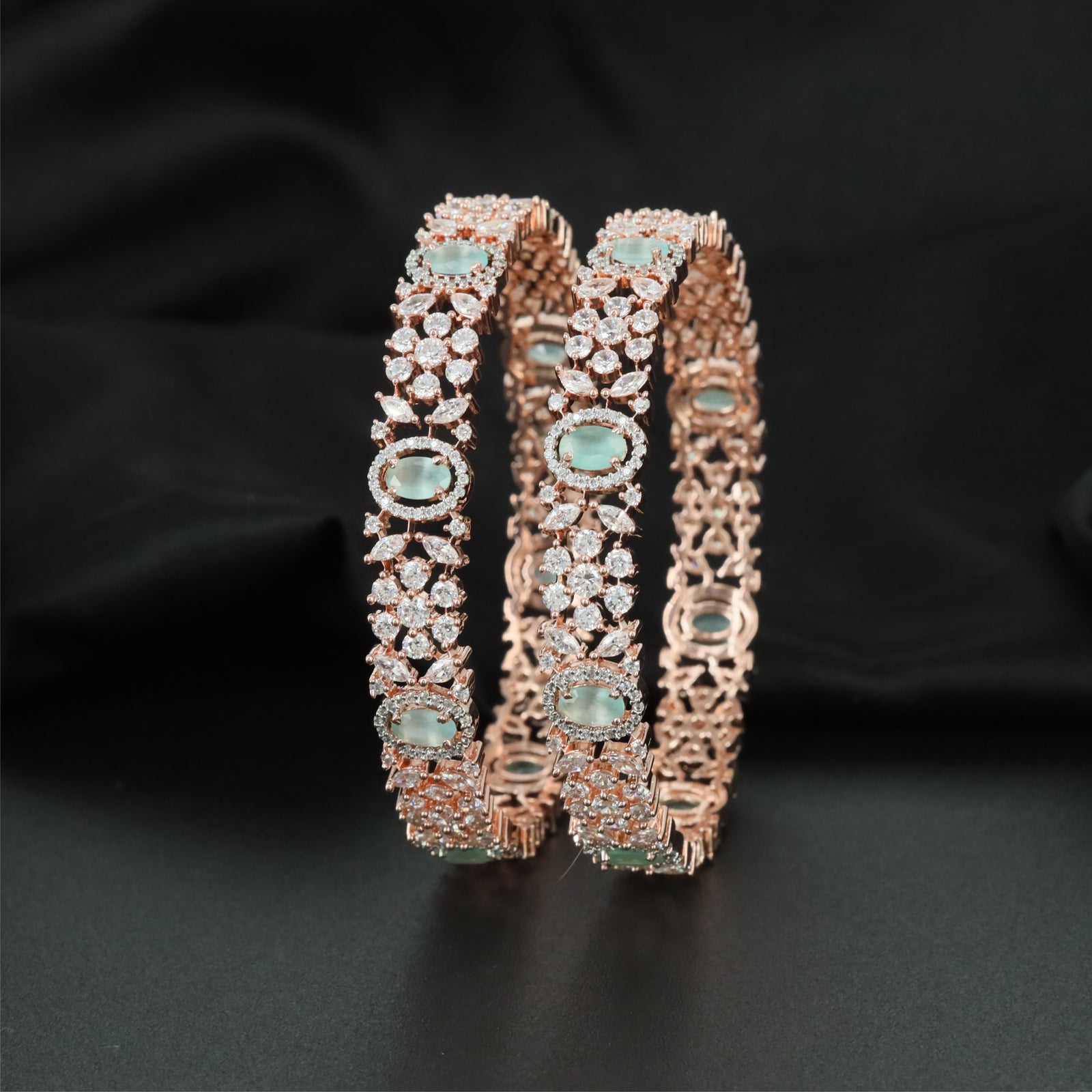 Radiance Floral Rose Gold Bangles with Detailed Openwork Framework