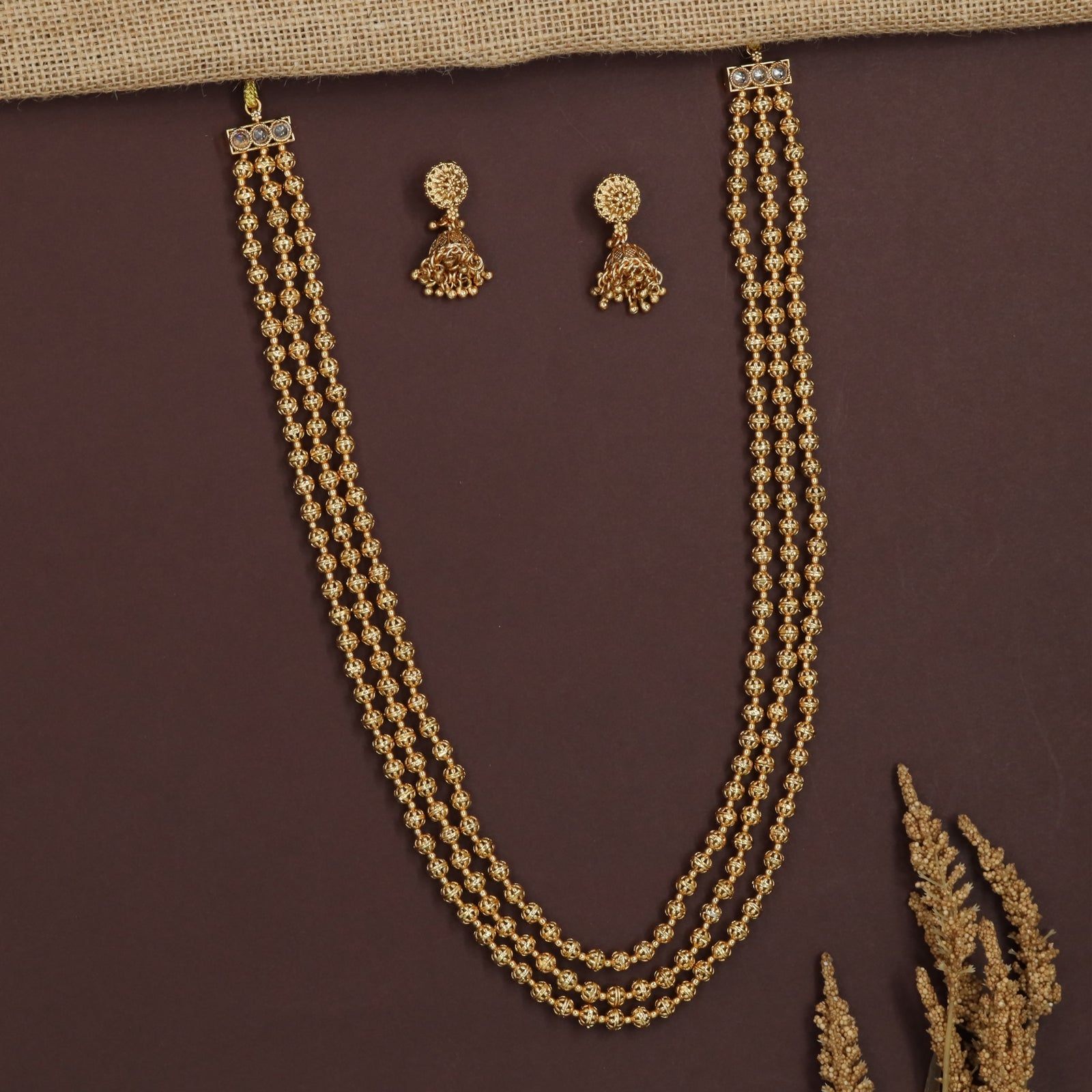 Rainfall Temple Beads Necklace with Dense Sphere Arrangement