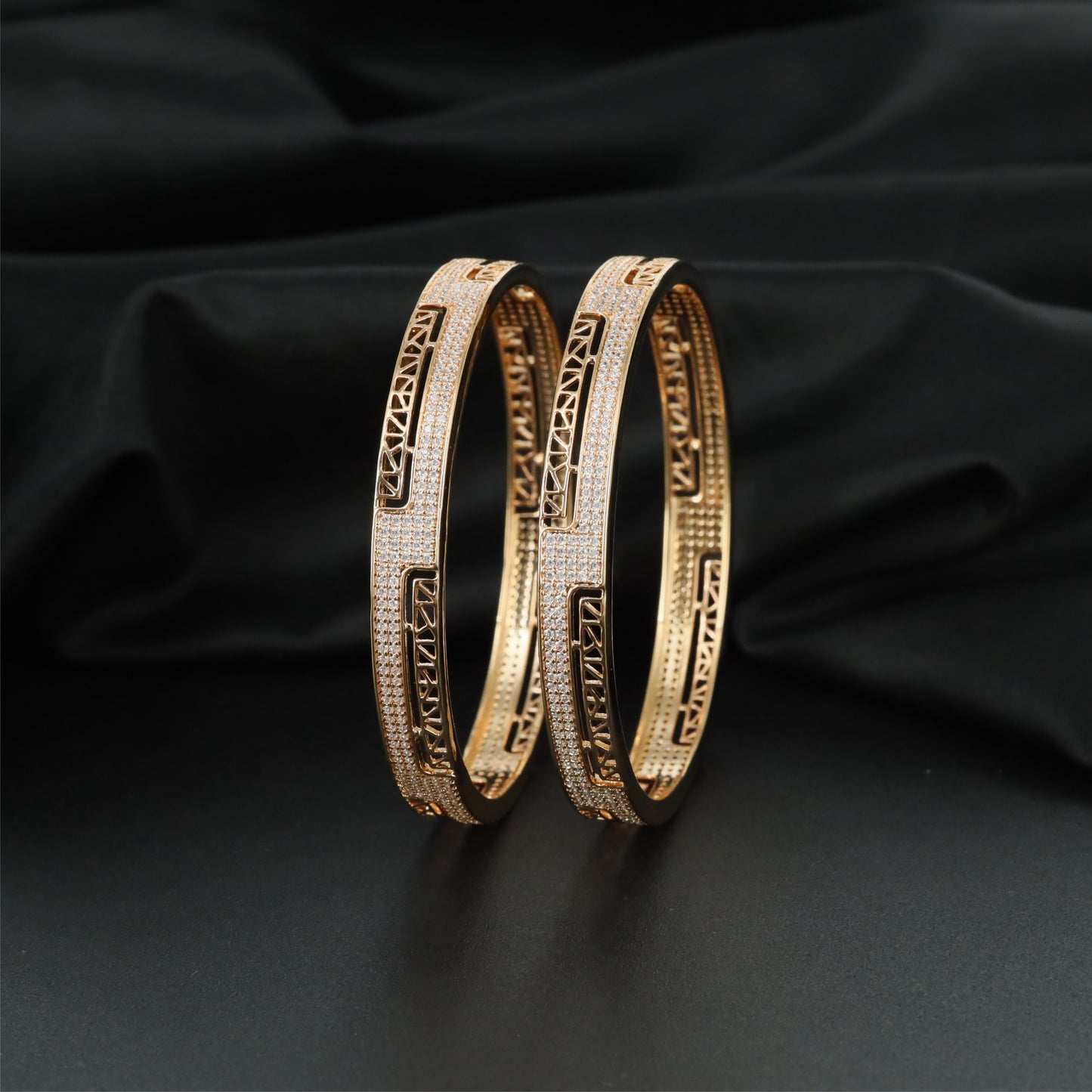 Studio Grid Layout Gj Bangles with Structured Openwork Pattern
