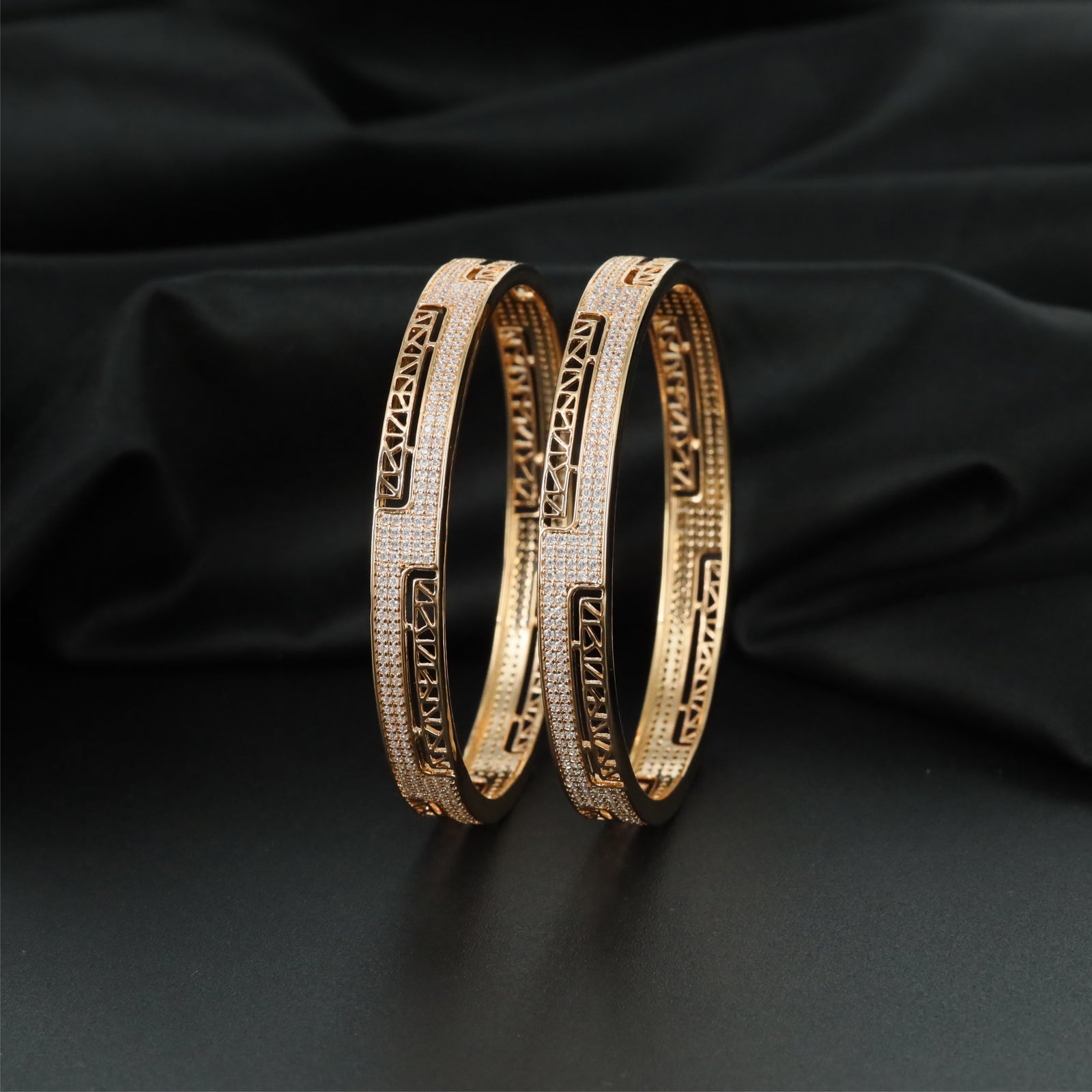 Studio Grid Layout Gj Bangles with Structured Openwork Pattern