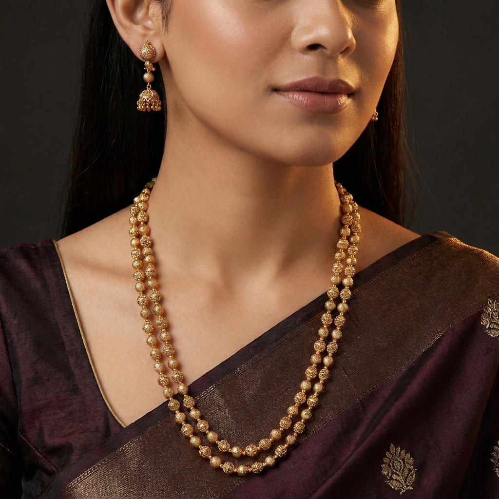 Ember Temple Beads Necklace with Dense Ornamental Craftsmanship