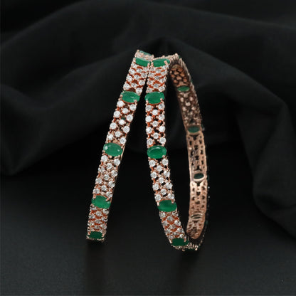 Open Lattice Rose Gold Bangles with Repeating Diamond Shape Sections