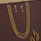 Junewood Temple Beads Necklace with Curved Triple Chains