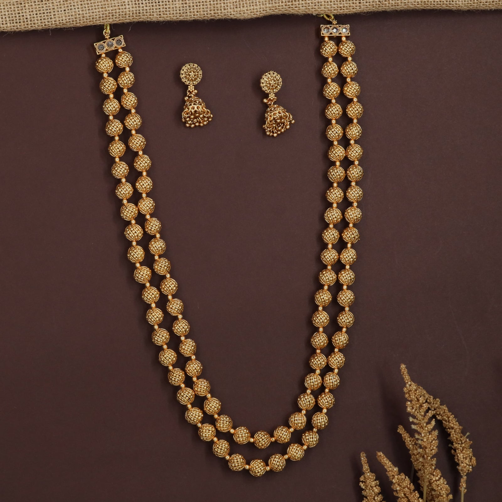 Ribbed Sphere Antique Necklace with Traditional Bead Styling