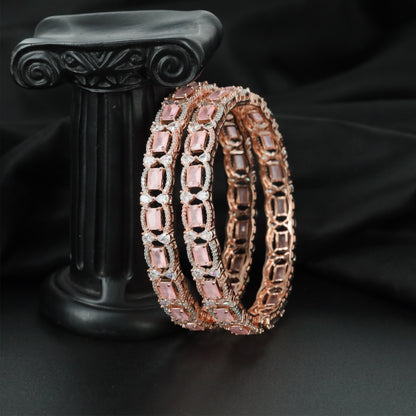 Gallery Border Arrangement Rose Gold Bangles with Continuous Open Profile
