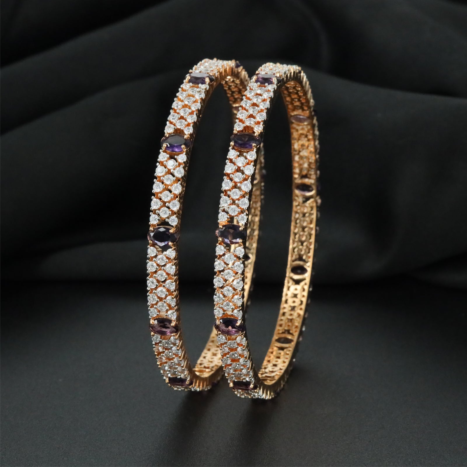 Square Frame Gj Bangles with Repeating Accent Sections