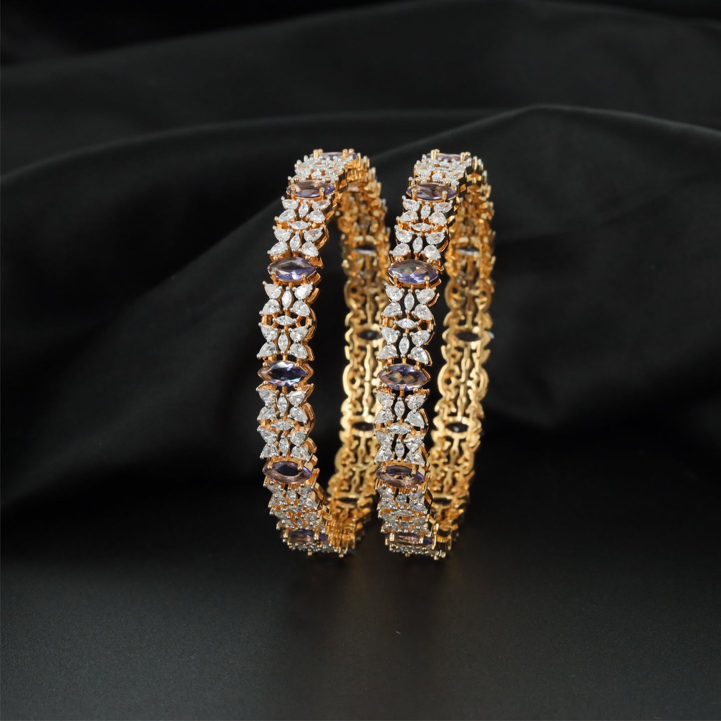 Petal Pathway Gold Polish Bangles with Refined Connector Design