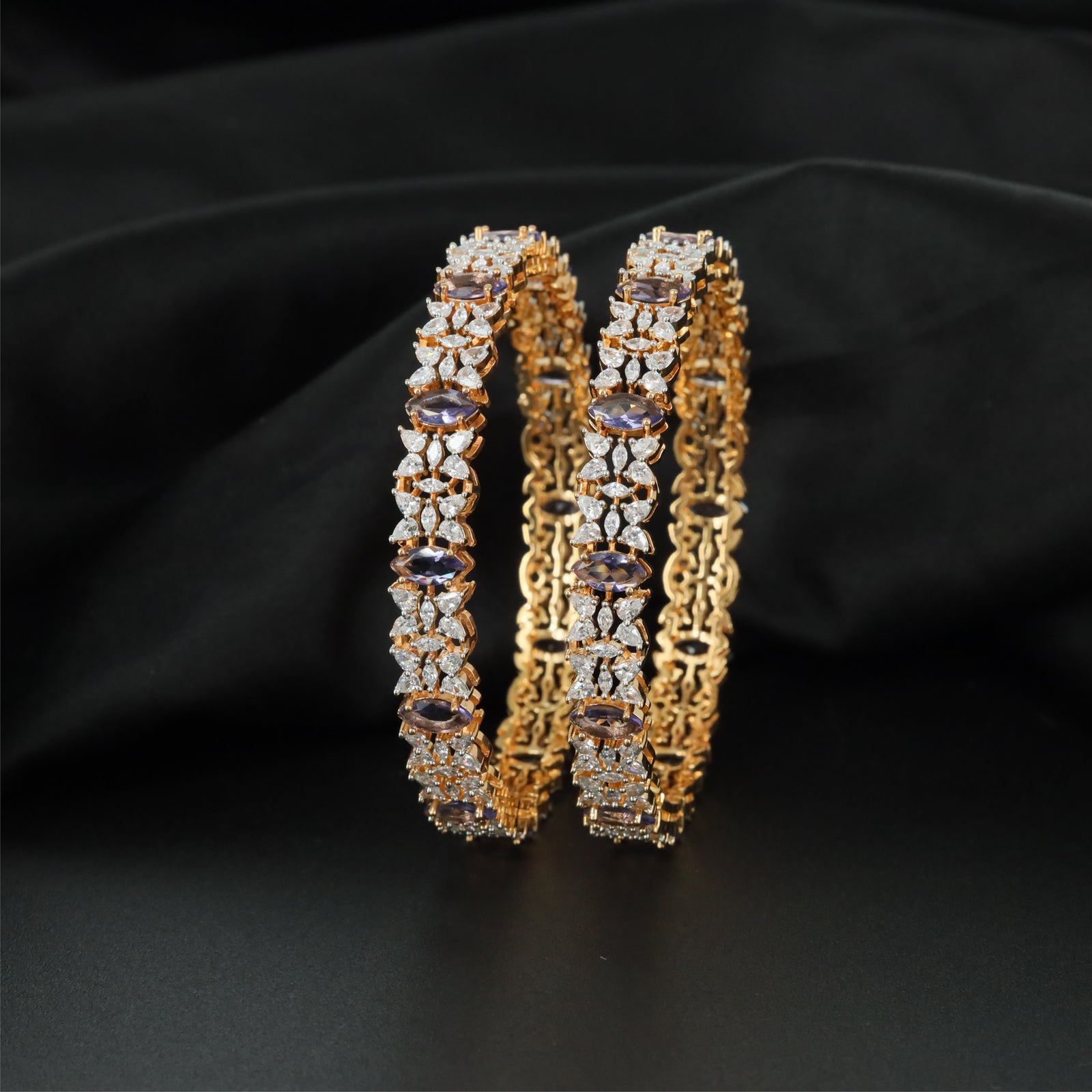 Petal Pathway Gold Polish Bangles with Refined Connector Design