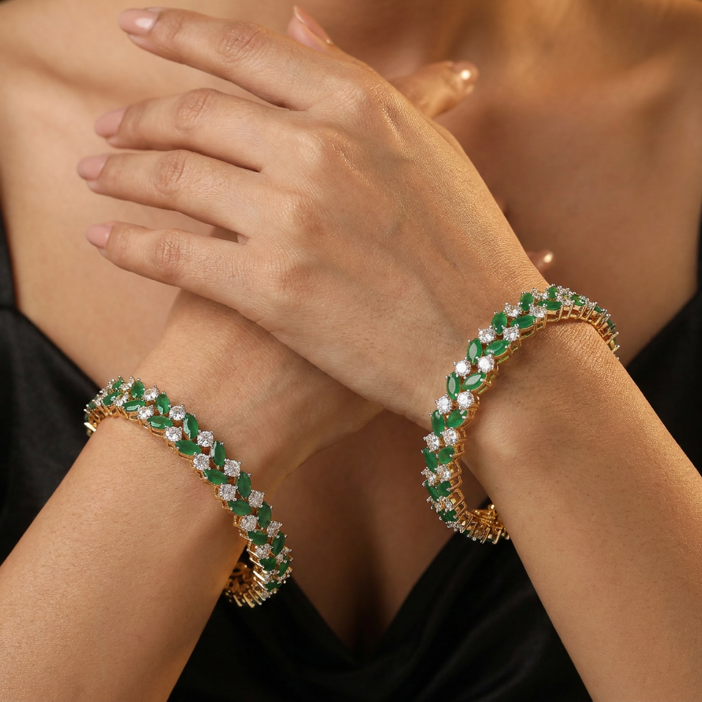 Infinity Mosaic Gj Bangles with Sculpted Framework Styling