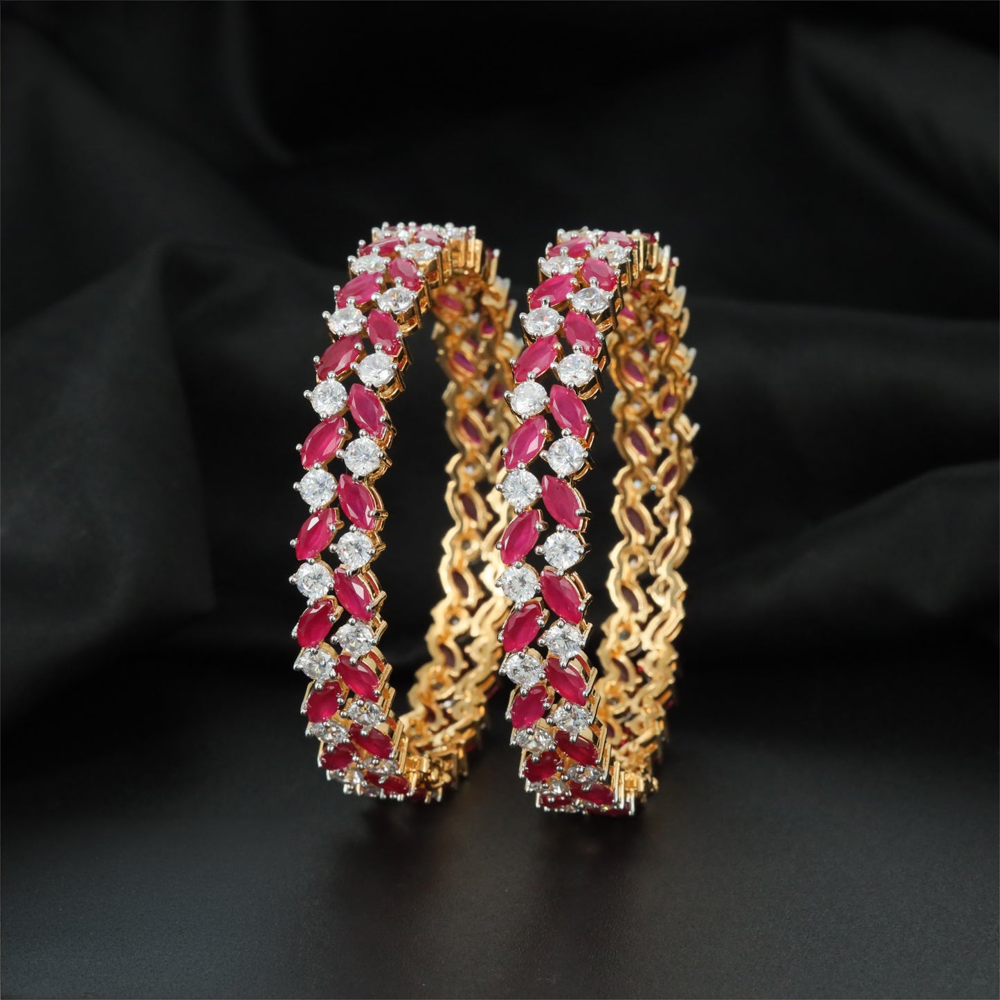 Marquise GJ Bangles with Repeating Stone Panels