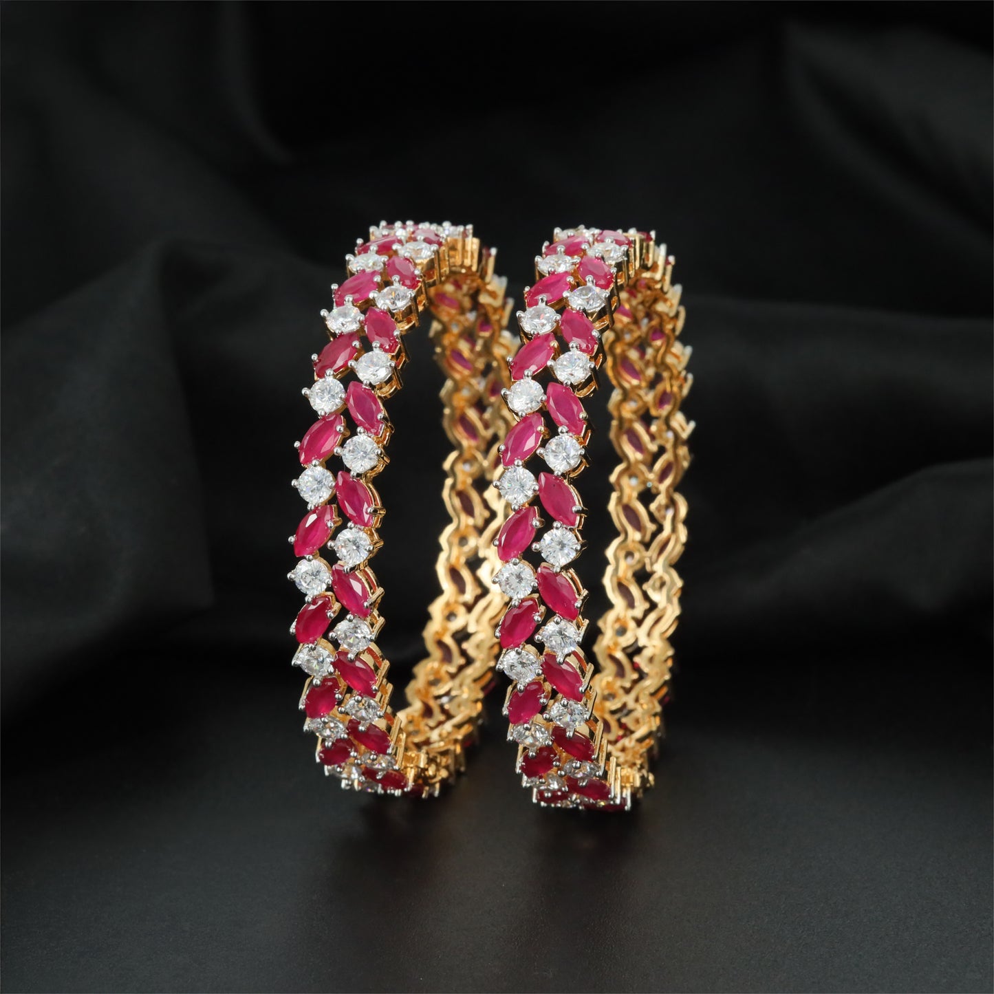 Marquise GJ Bangles with Repeating Stone Panels