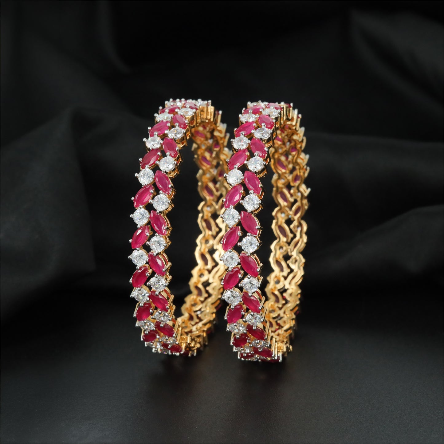 Marquise GJ Bangles with Repeating Stone Panels