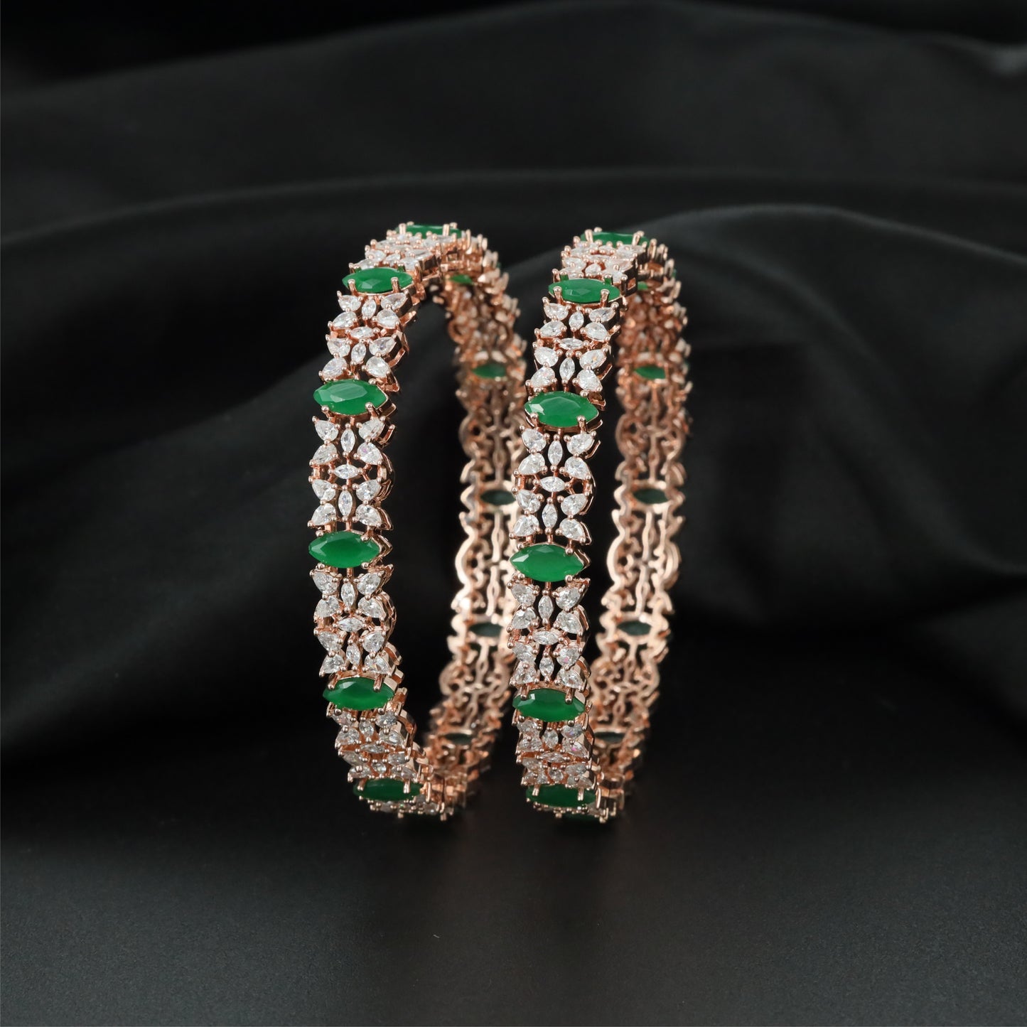 Garden Symphony Rose Gold Bangles with Repeating Floral Formation