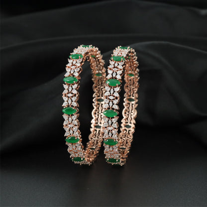 Garden Symphony Rose Gold Bangles with Repeating Floral Formation