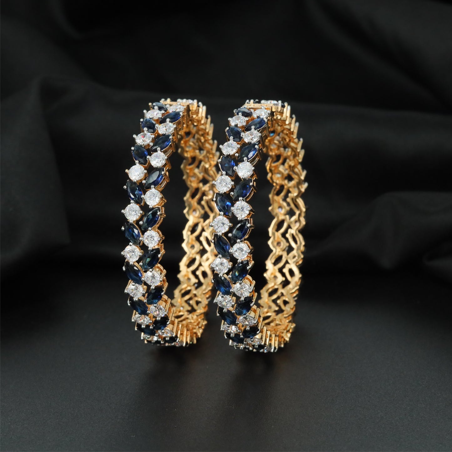 Marquise Stonework Gj Bangles with Decorative Side Framework