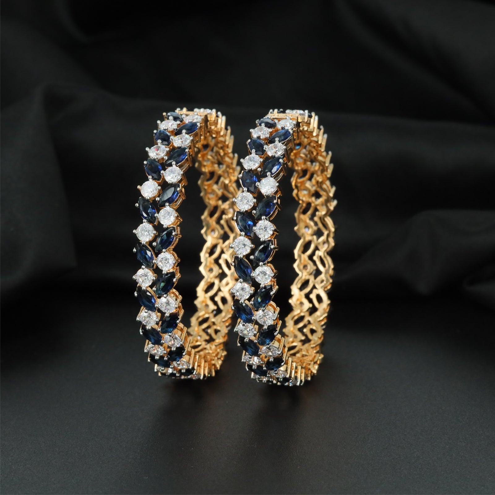 Marquise Stonework Gj Bangles with Decorative Side Framework