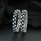 Sterling Cluster Rhodium Bangles with Repeating Floral Construction