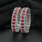 Avenue Square Frame Rhodium Bangles with Repeating Centre Sections