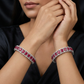 Avenue Square Frame Rhodium Bangles with Repeating Centre Sections