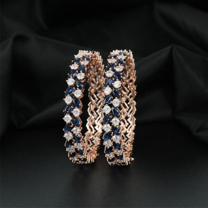 Riviera Bloomline Rose Gold Bangles with Intricate Cluster Arrangement