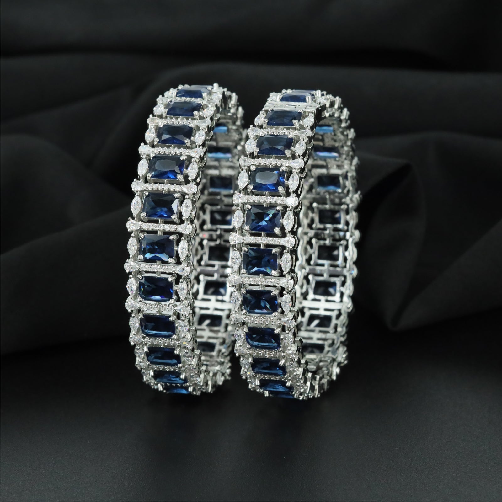 Festive Crossbar Rhodium Bangles with Decorative Border Layout