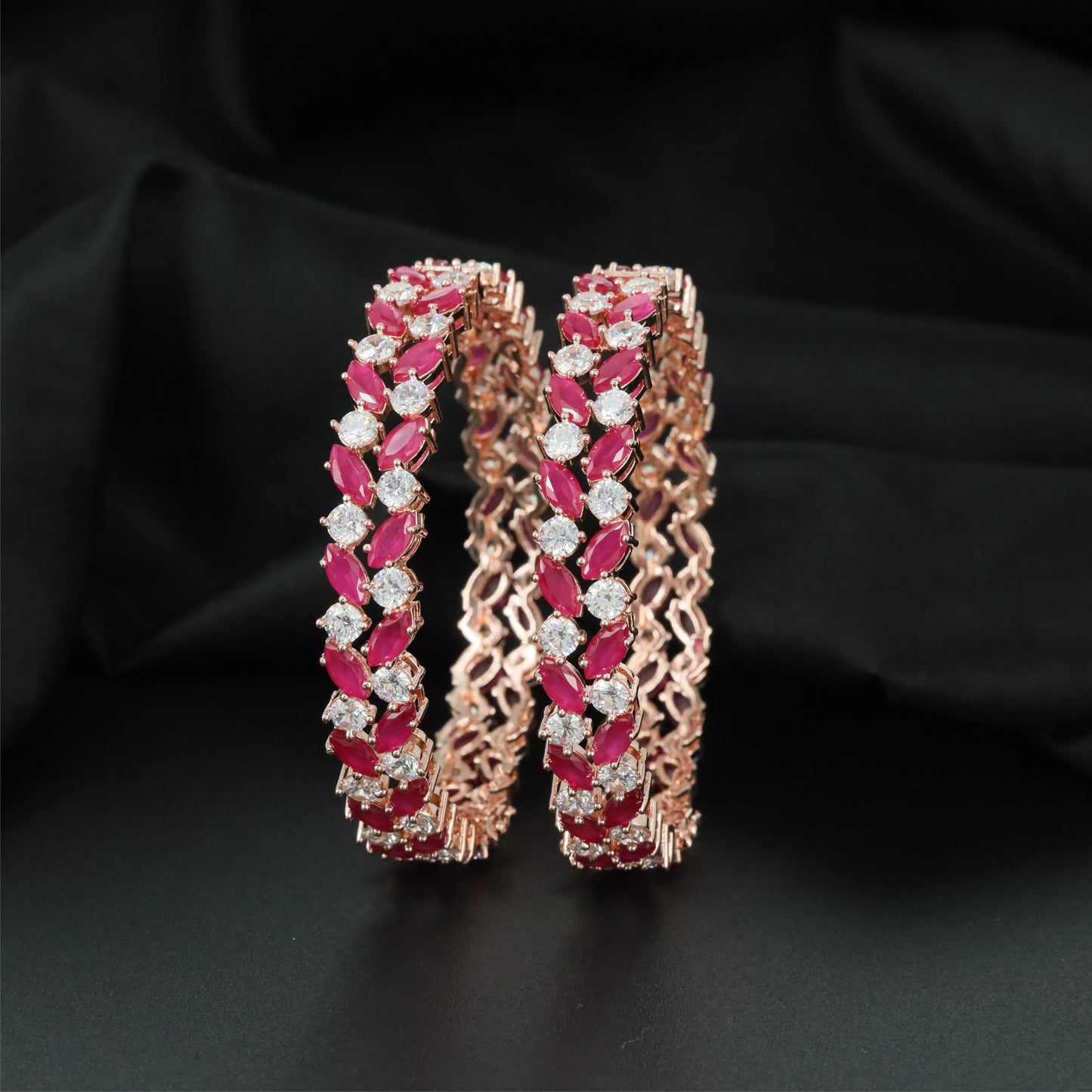 Nova Petal Rose Gold Bangles with Refined Framework Design