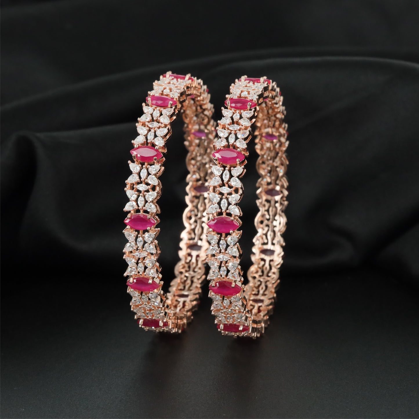Blossom Regent Rose Gold Bangles with Continuous Framework Pattern