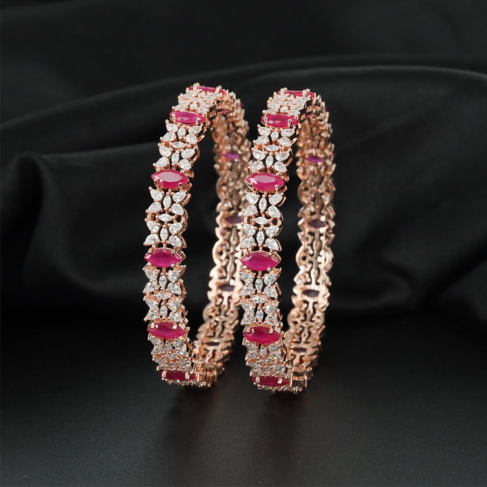 Blossom Regent Rose Gold Bangles with Continuous Framework Pattern