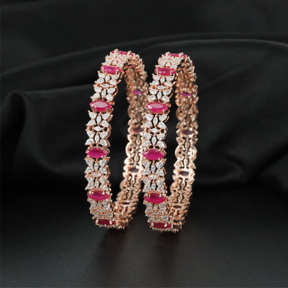 Blossom Regent Rose Gold Bangles with Continuous Framework Pattern