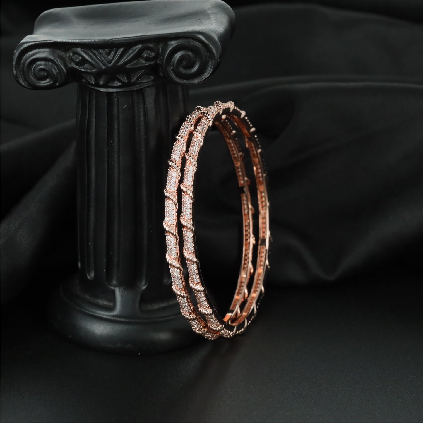 Swirl Path Gold Polish Bangles with Refined Wave Alignment