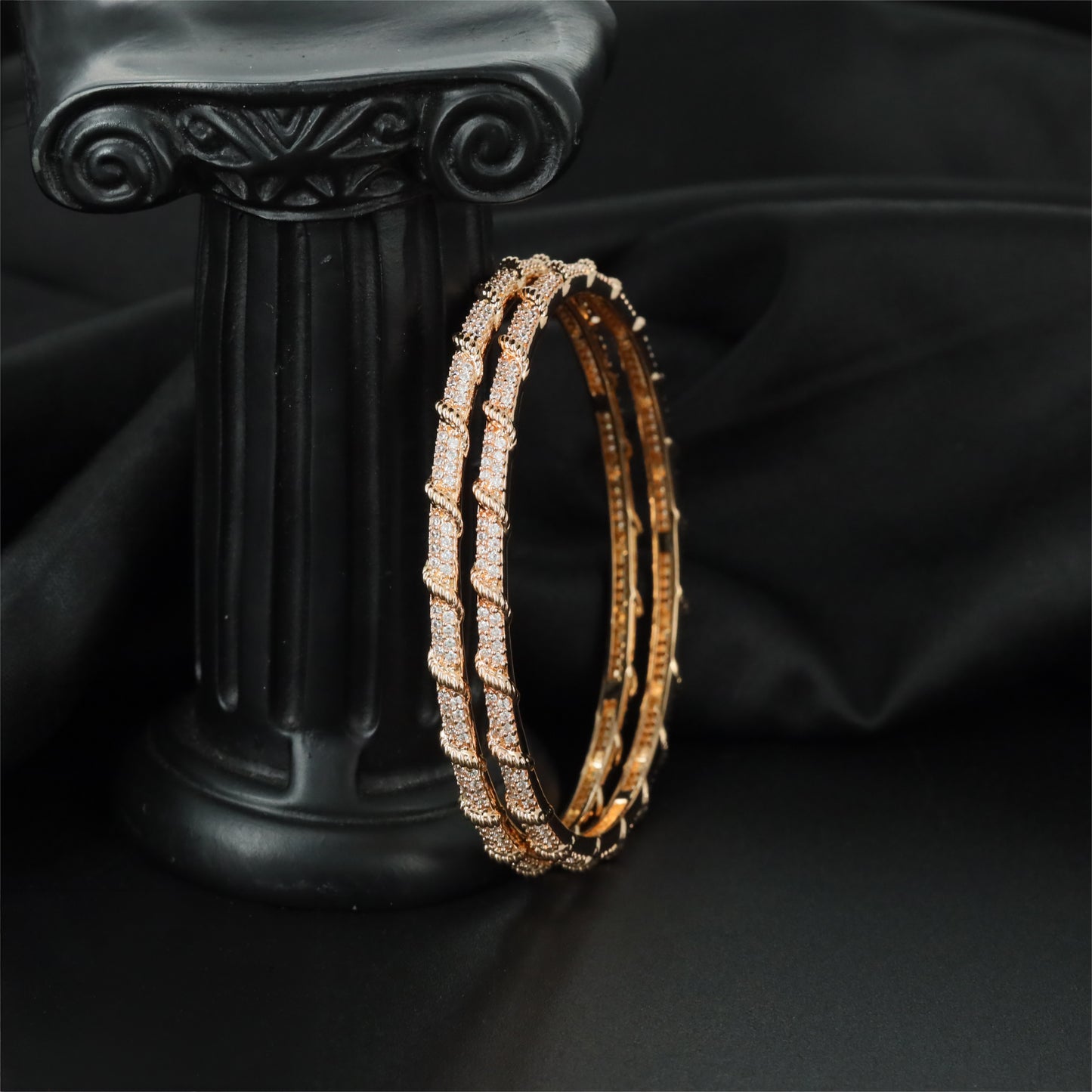 Contemporary Gold Polish Bangle with Linear Openwork